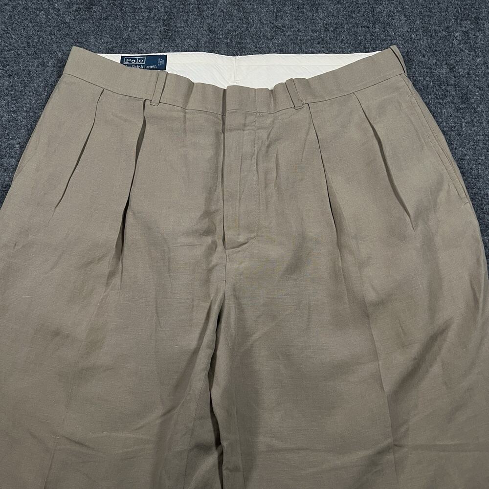 Vtg Polo Ralph Lauren Linen Silk Pants Men 36x30 Beige Luxury Old Money